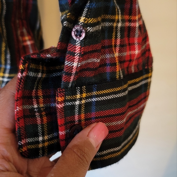 Ralph Lauren Black Red Wool Plaid Button Long Sleeve Shirt With Suede Elbow Pads - Picture 6 of 7